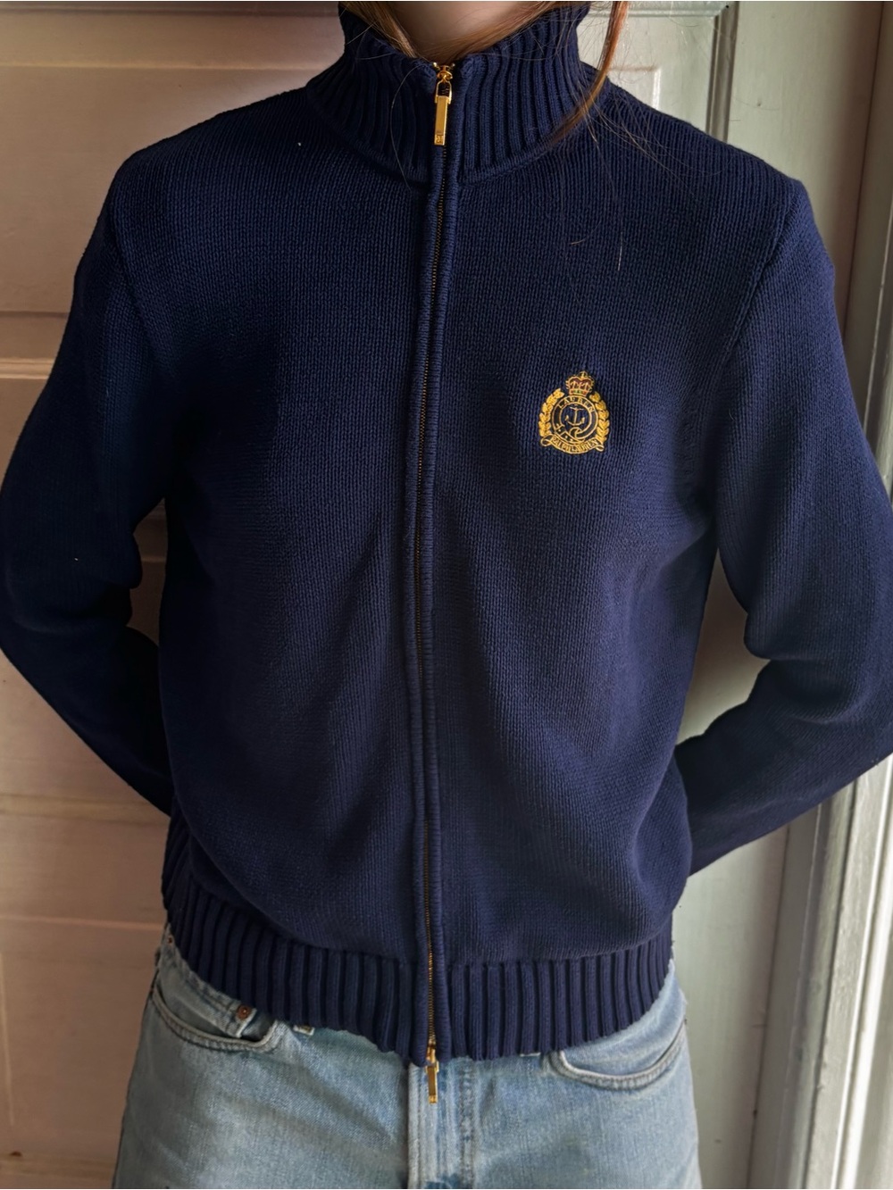 Vintage Lauren Ralph Lauren
Navy  Nautical Crest 
Hong Kong era! IYKYK